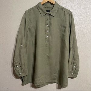Talbots SIDE BUTTON 100% LINEN‎ SHIRT